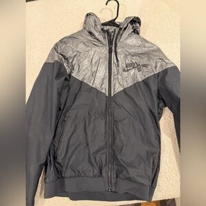 Nike Silver and Black Windbreaker Zip-Up
